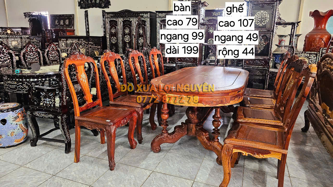 Bàn ăn 9 món, gỗ cẩm lai