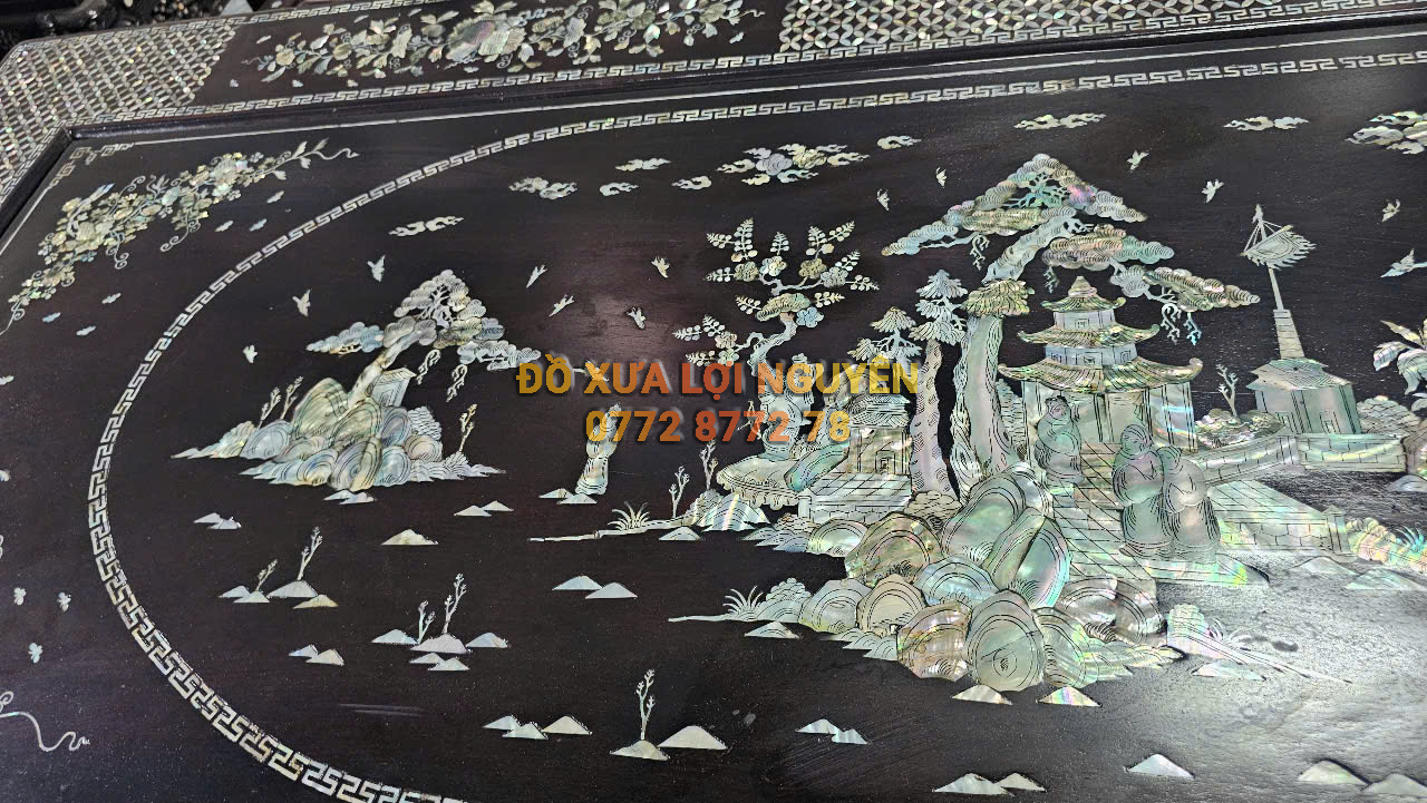 Bộ bàn ăn Louis 9 món, cẩn ốc vip