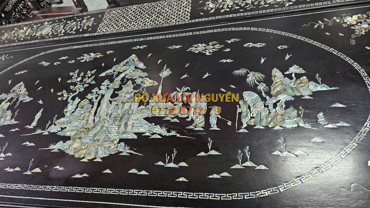 Bộ bàn ăn Louis 9 món, cẩn ốc vip