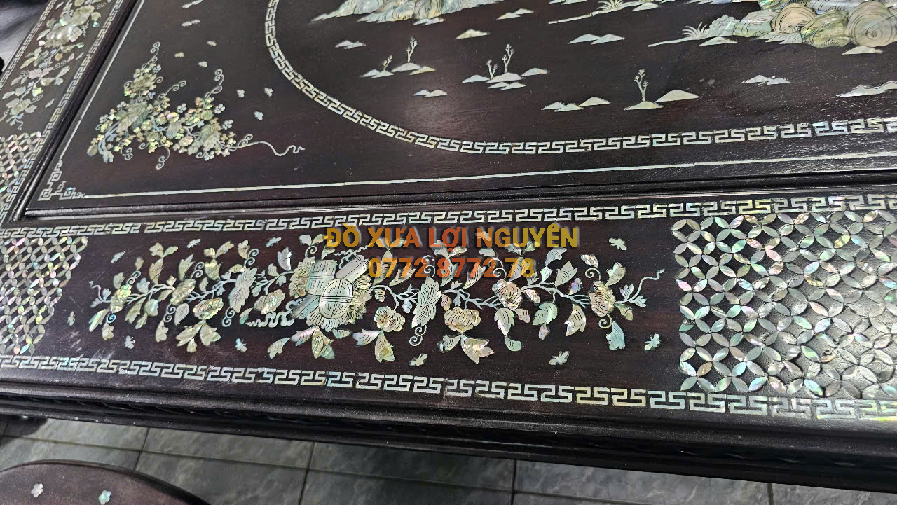 Bộ bàn ăn Louis 9 món, cẩn ốc vip