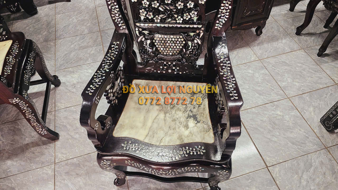 Bàn hội nghị, bàn ăn 11 món cẩn ốc tứ diện, gỗ gõ mật