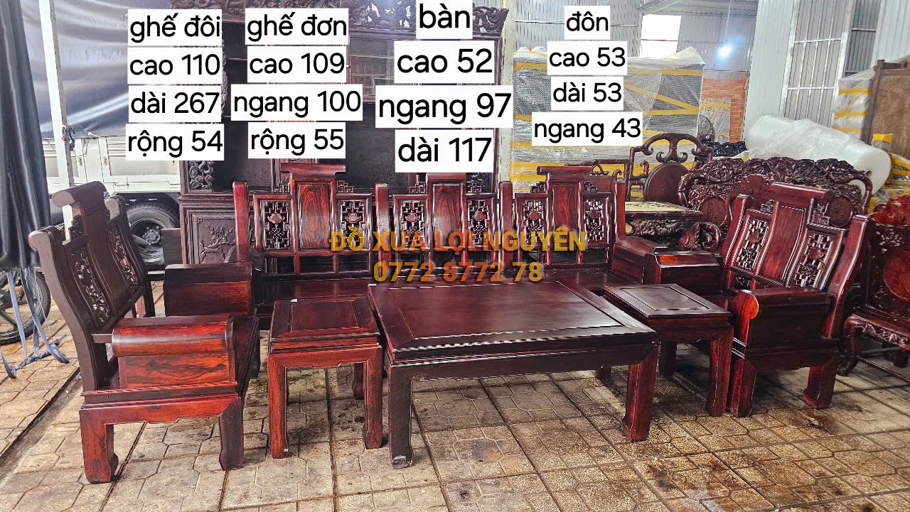 Bộ bàn gỗ cẩm lai xưa, 6 món đẹp