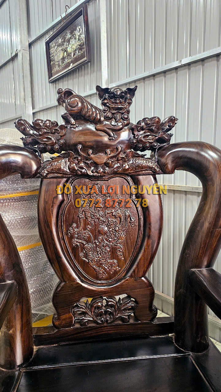 Bộ bàn gỗ mun ta xưa, trạm nghê, 6 món