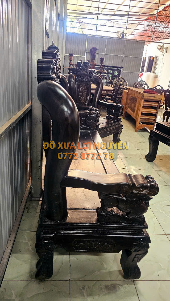 Bộ bàn gỗ mun ta xưa, trạm nghê, 6 món