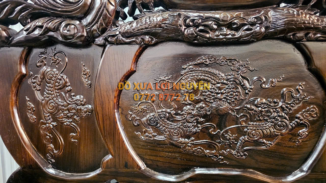 Bộ bàn gỗ mun ta xưa, trạm nghê, 6 món