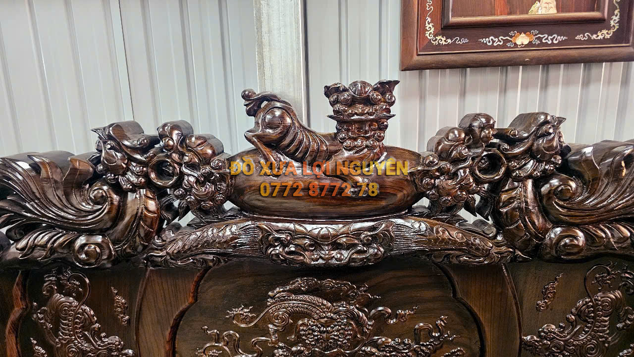 Bộ bàn gỗ mun ta xưa, trạm nghê, 6 món