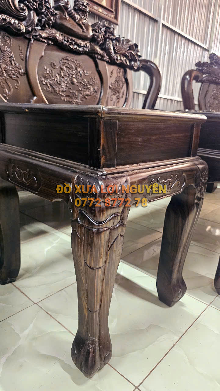 Bộ bàn gỗ mun ta xưa, trạm nghê, 6 món