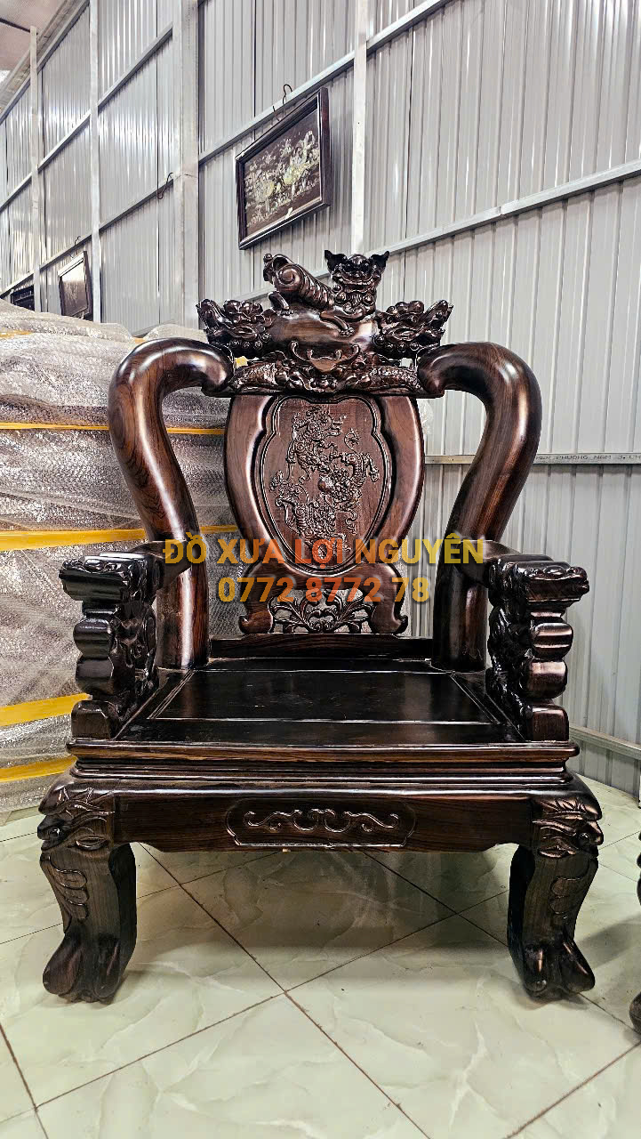 Bộ bàn gỗ mun ta xưa, trạm nghê, 6 món