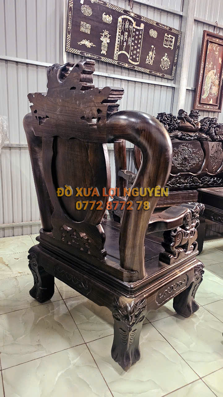 Bộ bàn gỗ mun ta xưa, trạm nghê, 6 món