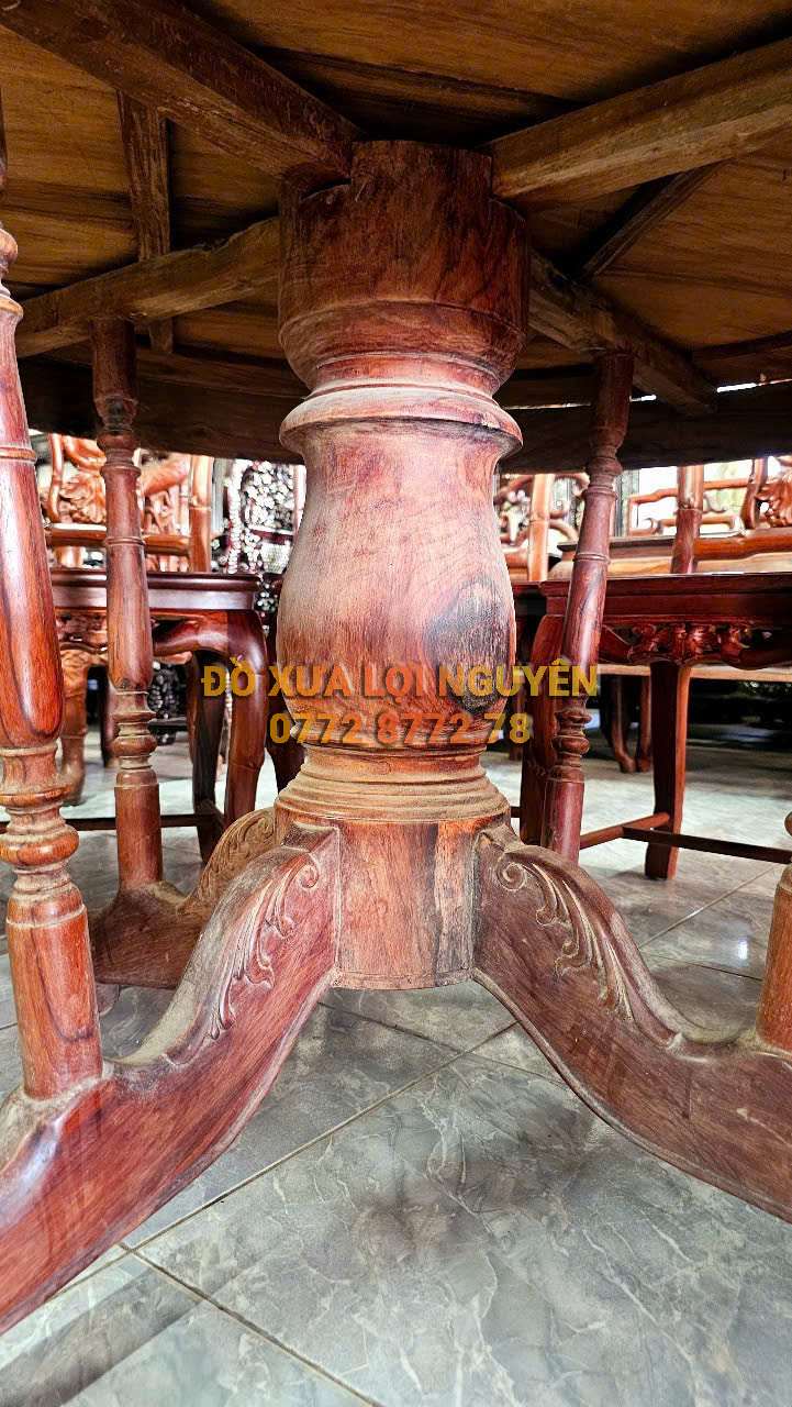 Bàn ăn 9 món, gỗ cẩm lai xưa đẹp