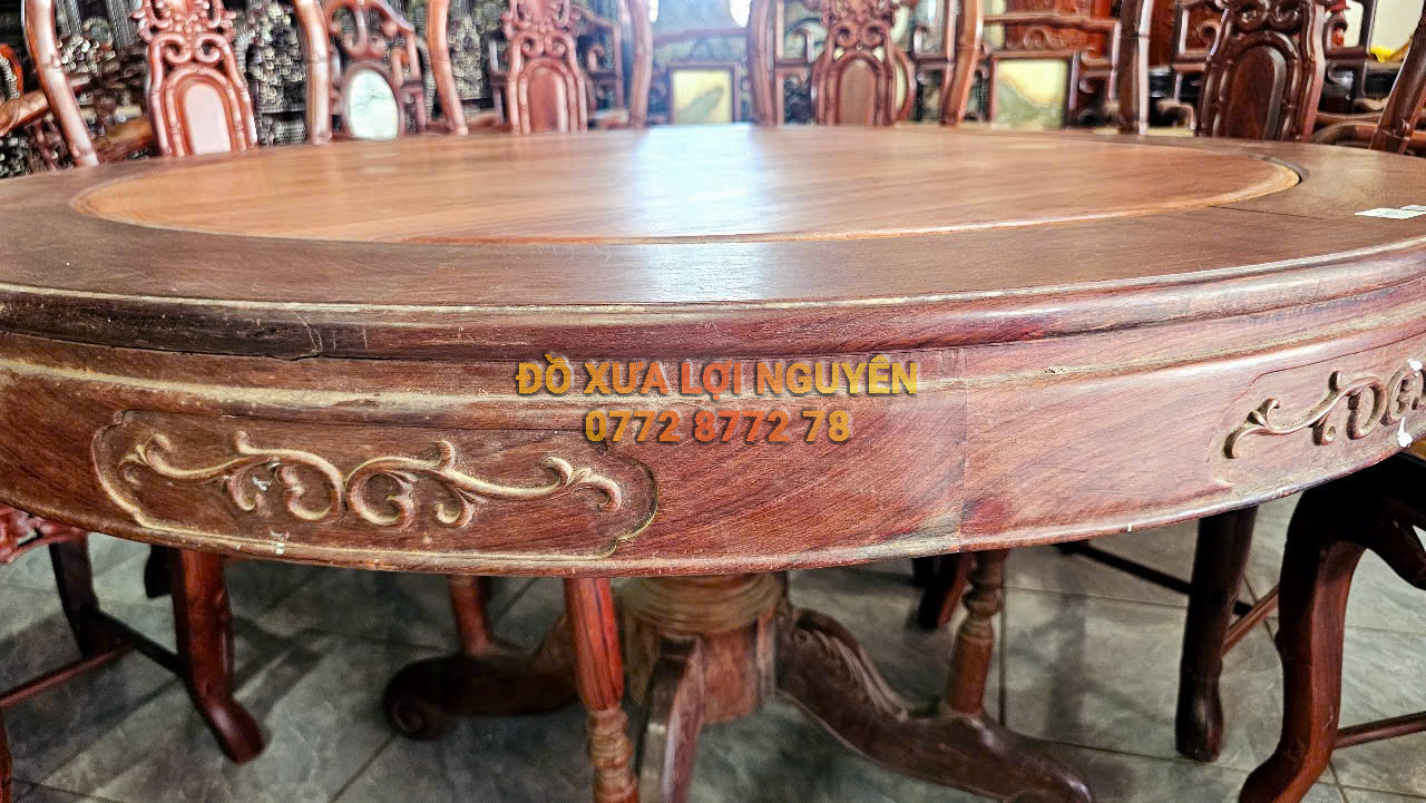 Bàn ăn 9 món, gỗ cẩm lai xưa đẹp