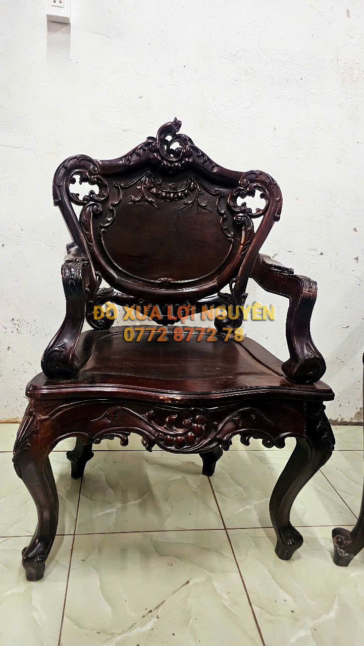 Bộ bàn Louis 9 món, gỗ cẩm lai, dáng hoàng gia rất đẹp