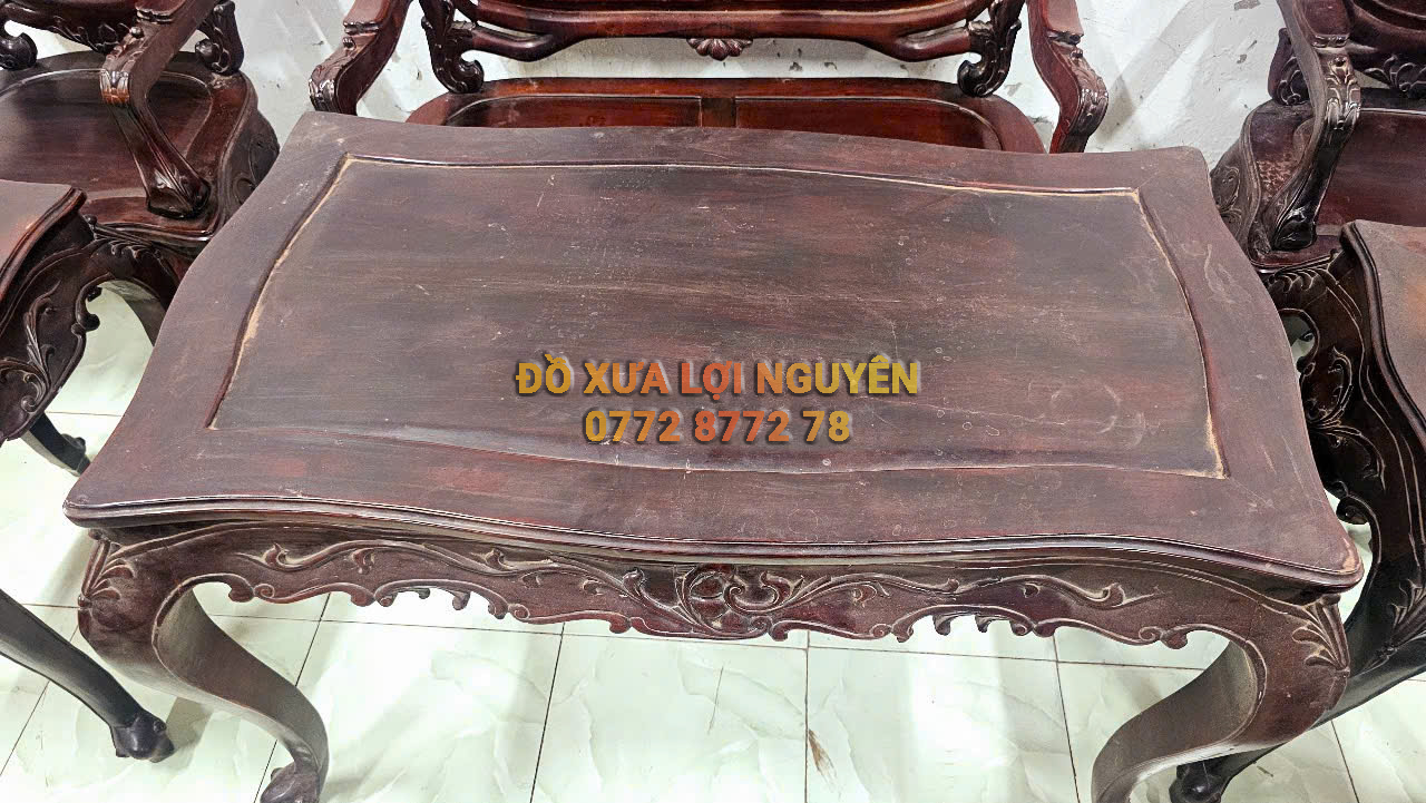 Bộ bàn Louis 9 món, gỗ cẩm lai, dáng hoàng gia rất đẹp