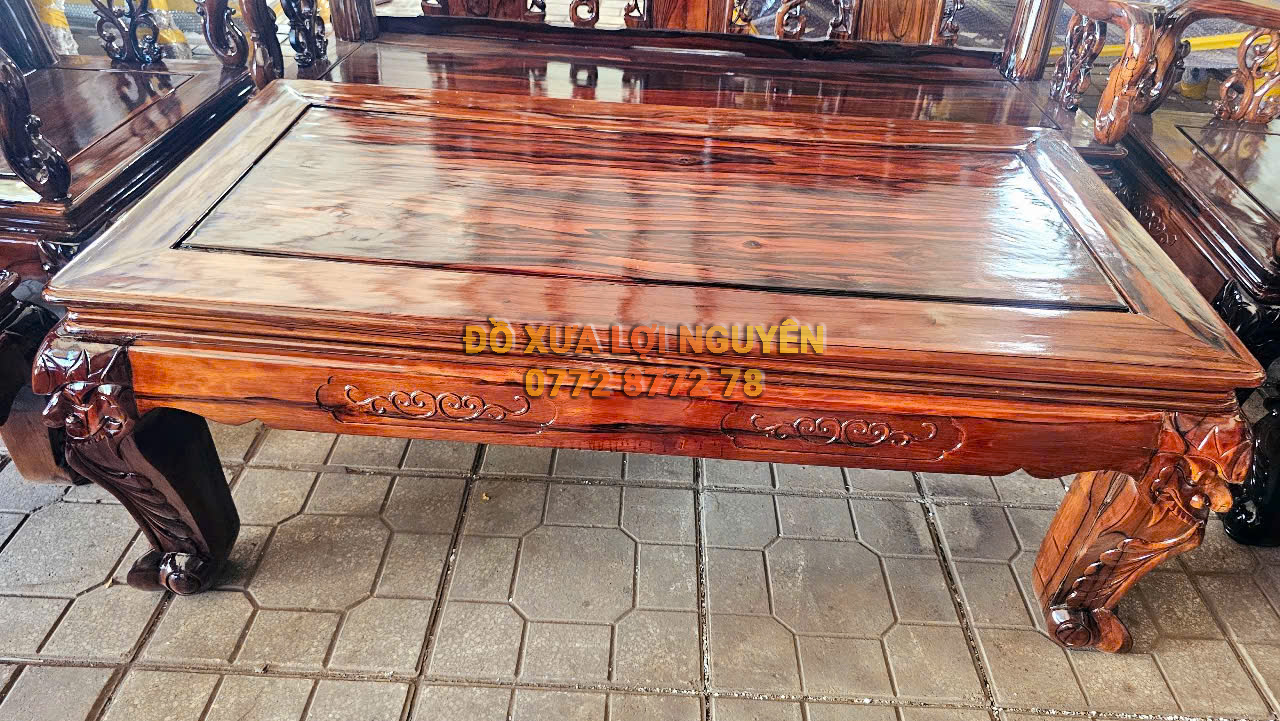 Bộ bàn phòng khách gỗ mun ta 8 món xưa