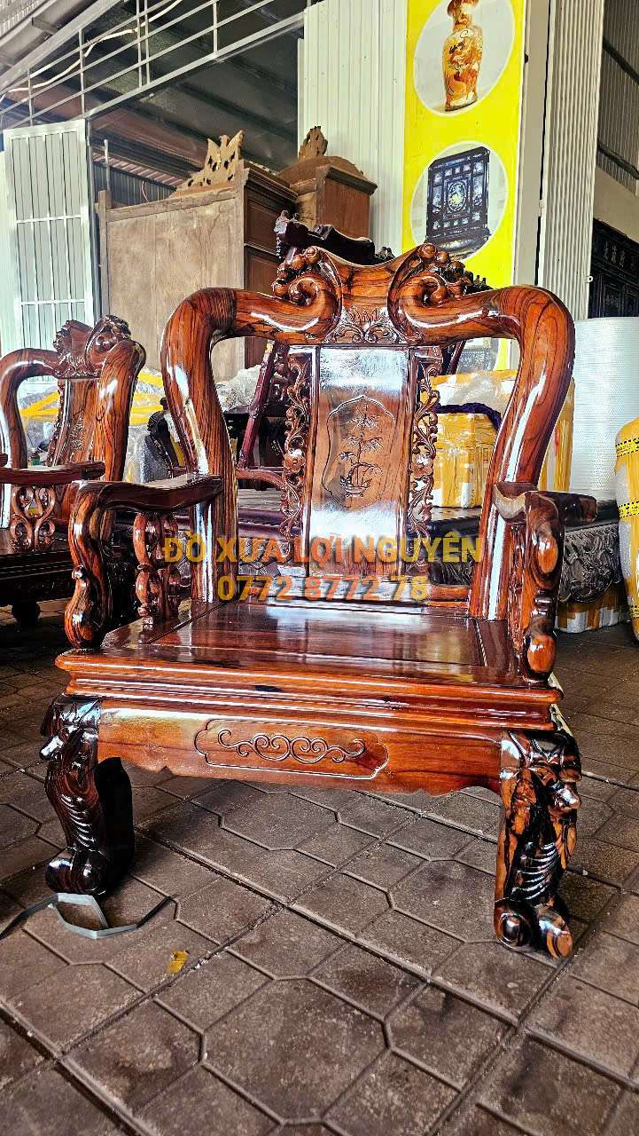 Bộ bàn phòng khách gỗ mun ta 8 món xưa