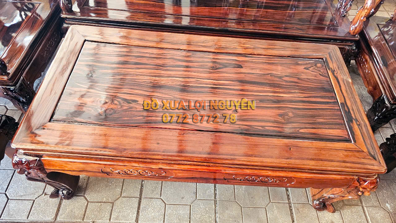 Bộ bàn phòng khách gỗ mun ta 8 món xưa