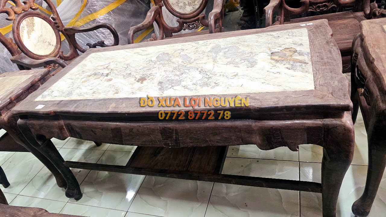 Bộ bàn ghế gỗ trắc ta chuẩn xưa 8 món, dáng móc Tàu