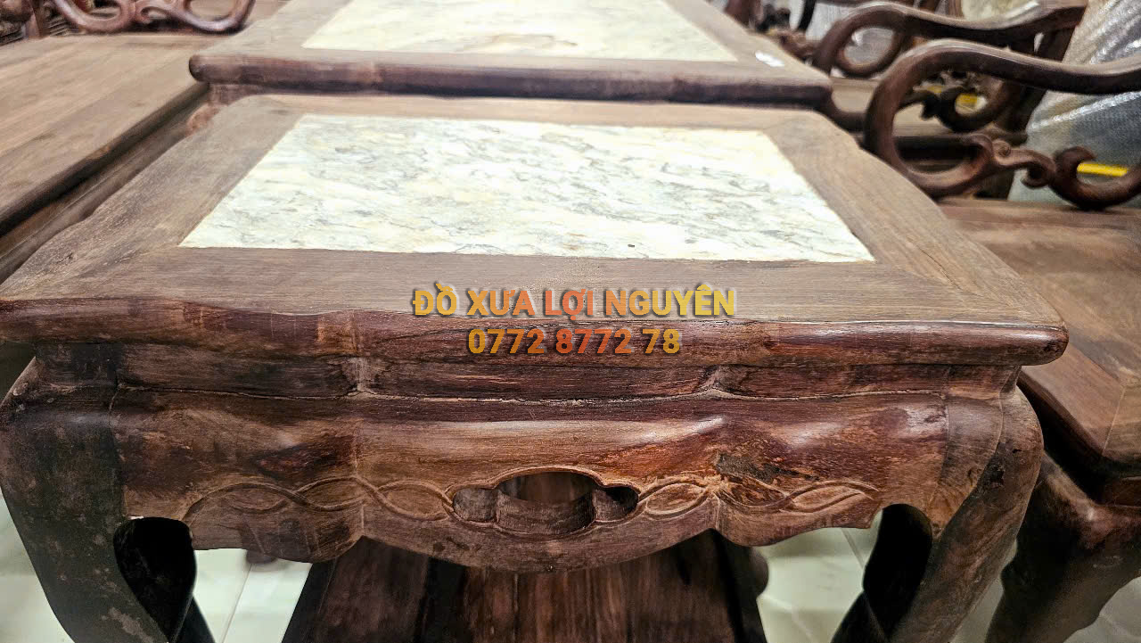 Bộ bàn ghế gỗ trắc ta chuẩn xưa 8 món, dáng móc Tàu
