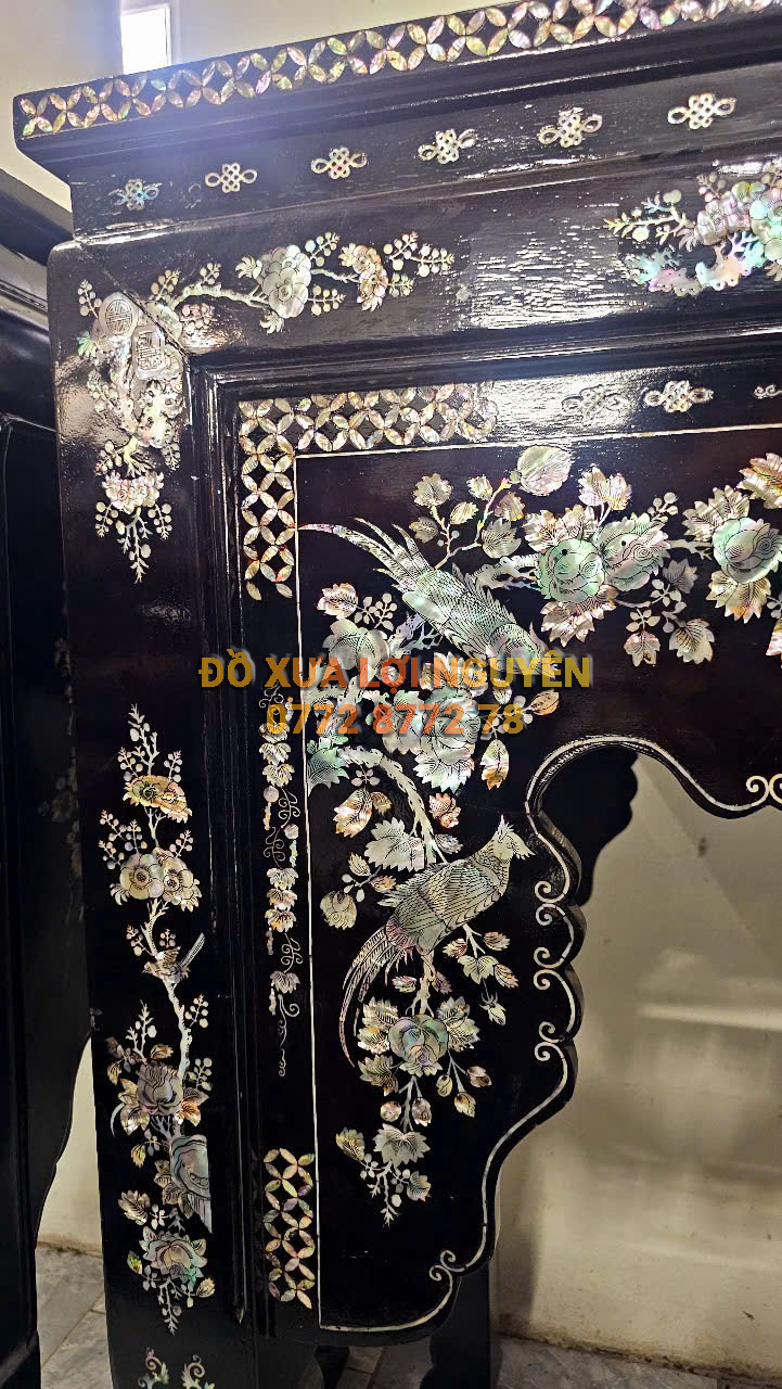 Ghế nghi thờ, gỗ gõ mật xưa, cẩn ốc đẹp