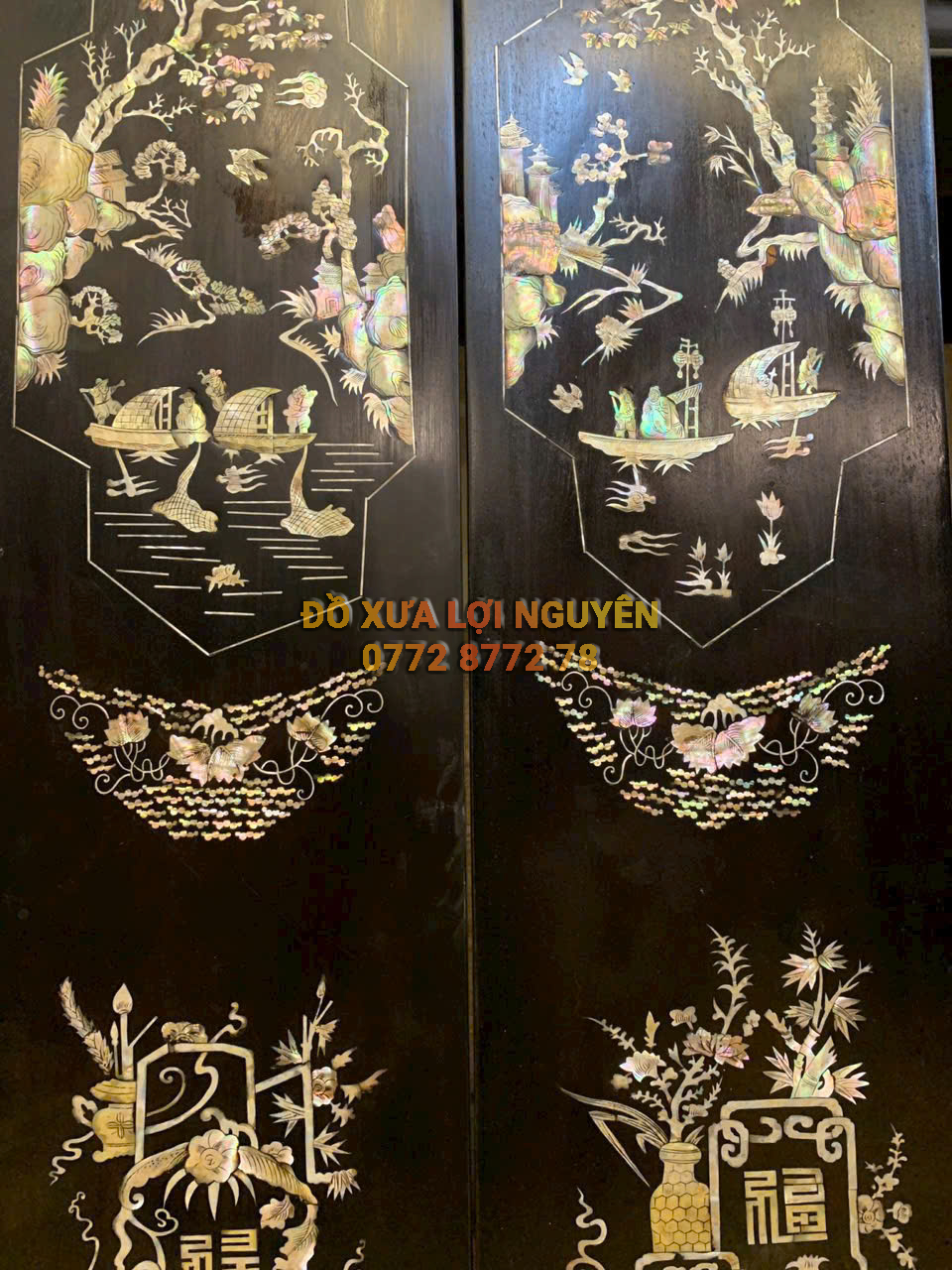 Cặp câu đối gỗ gõ mật xưa VIP