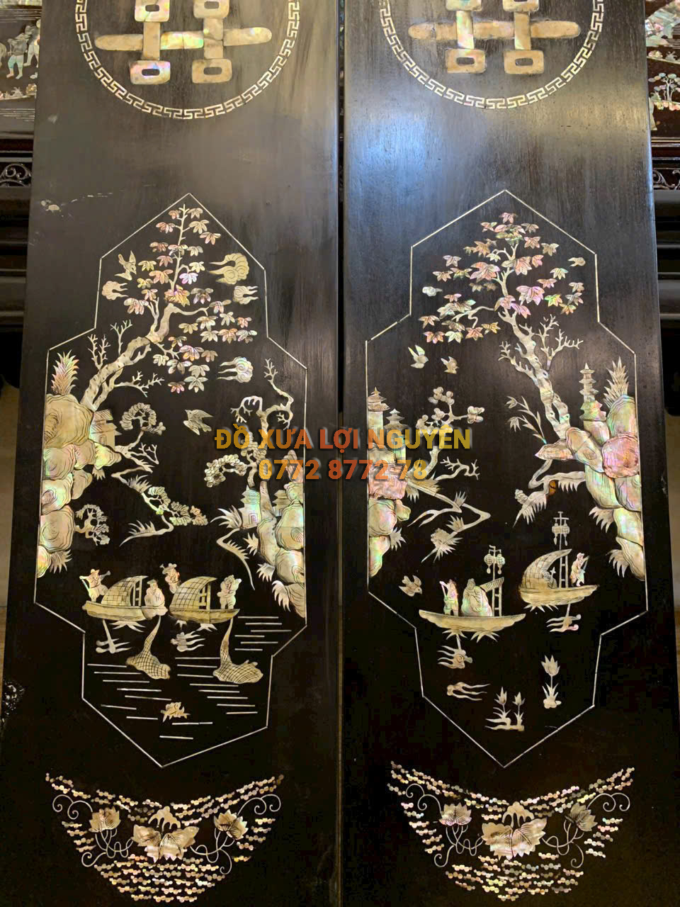 Cặp câu đối gỗ gõ mật xưa VIP