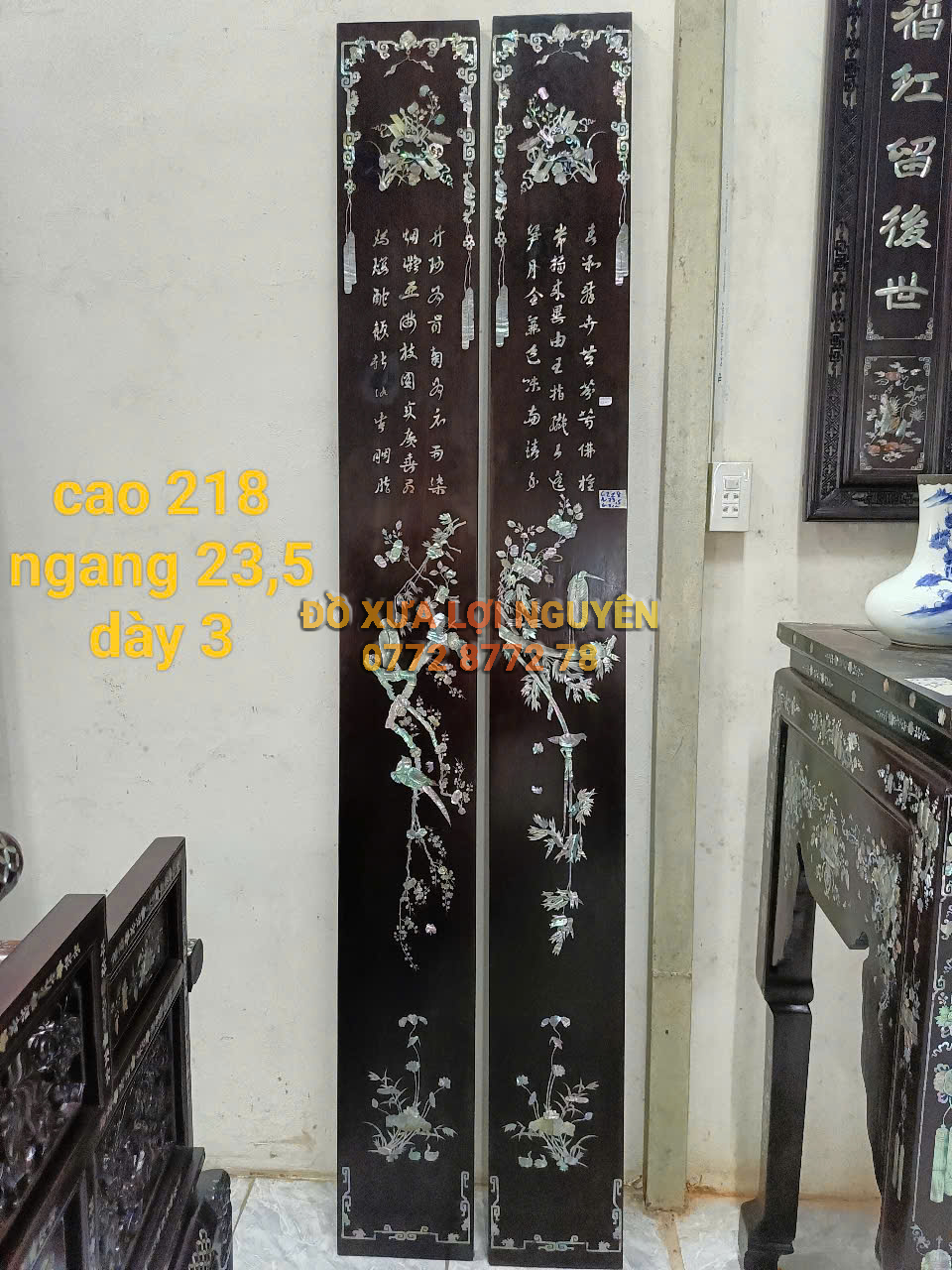 Câu đối trúc mai, gỗ gõ mật