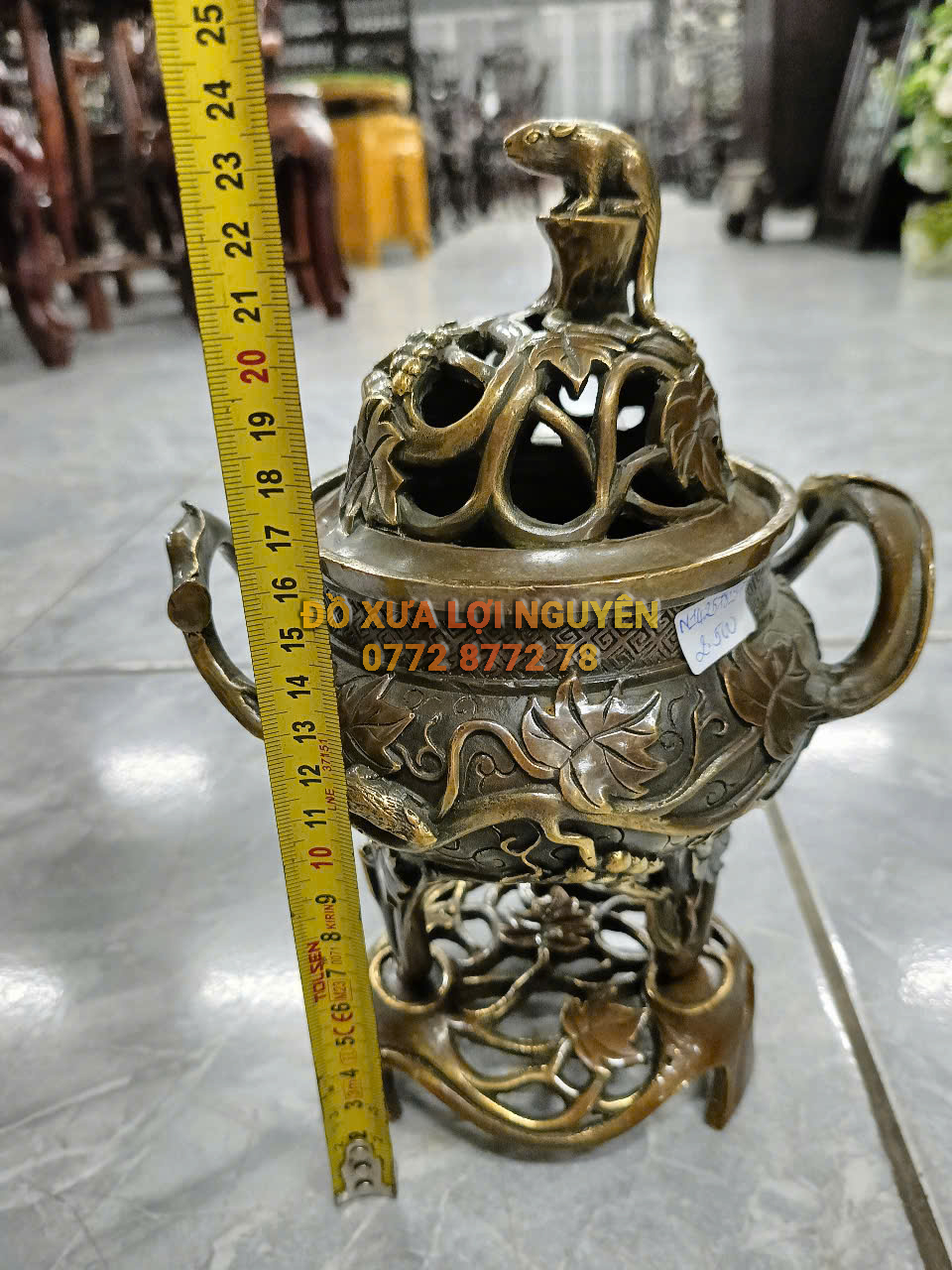 Xông trầm nho sóc bằng đồng