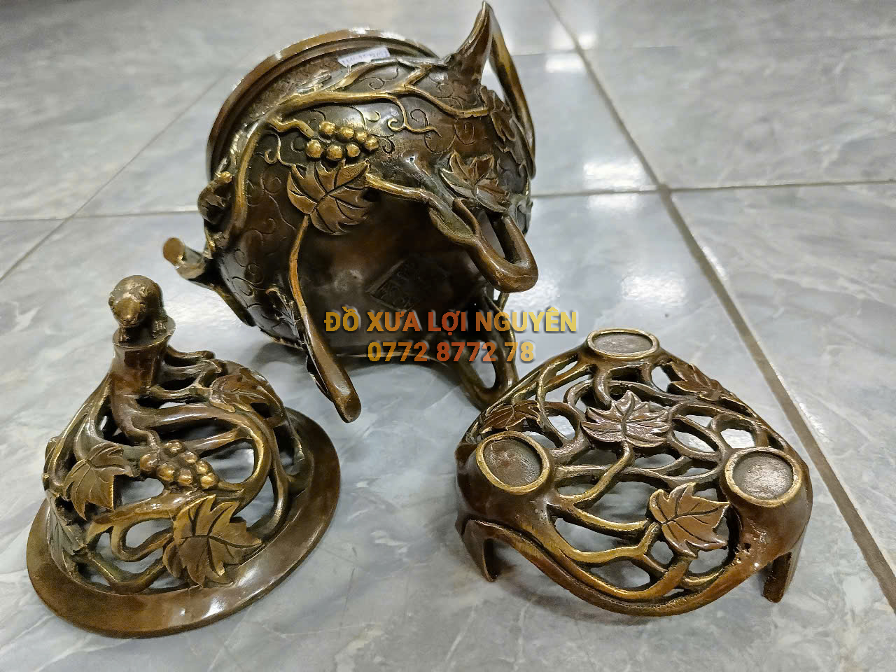 Xông trầm nho sóc bằng đồng