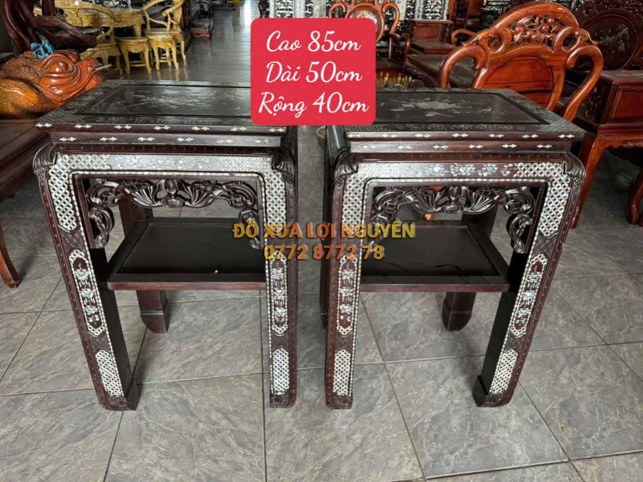 Đôn gỗ gõ mật cẩn ốc VIP