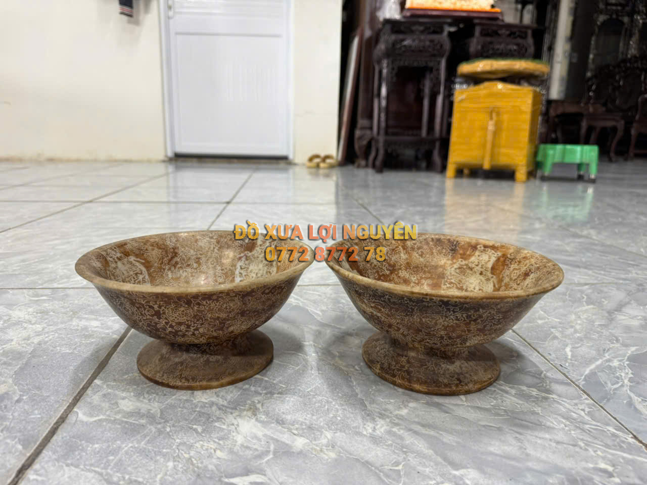 Cặp bát đá hàng tàu xưa