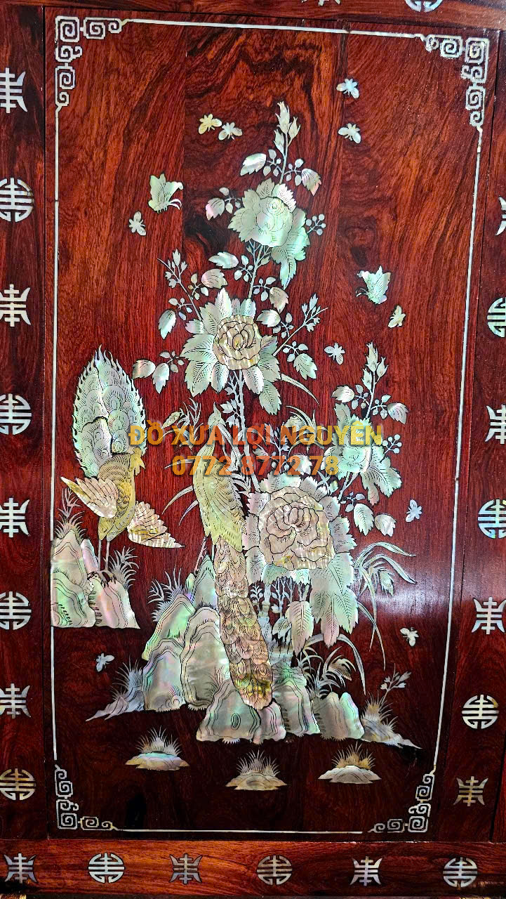 Ghế đu đưa gỗ cẩm lai cẩn ốc Singapore