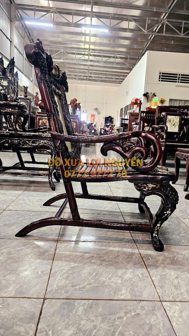 Bộ 3 món ghế thư giãn, Gỗ gõ mật chuẩn xưa