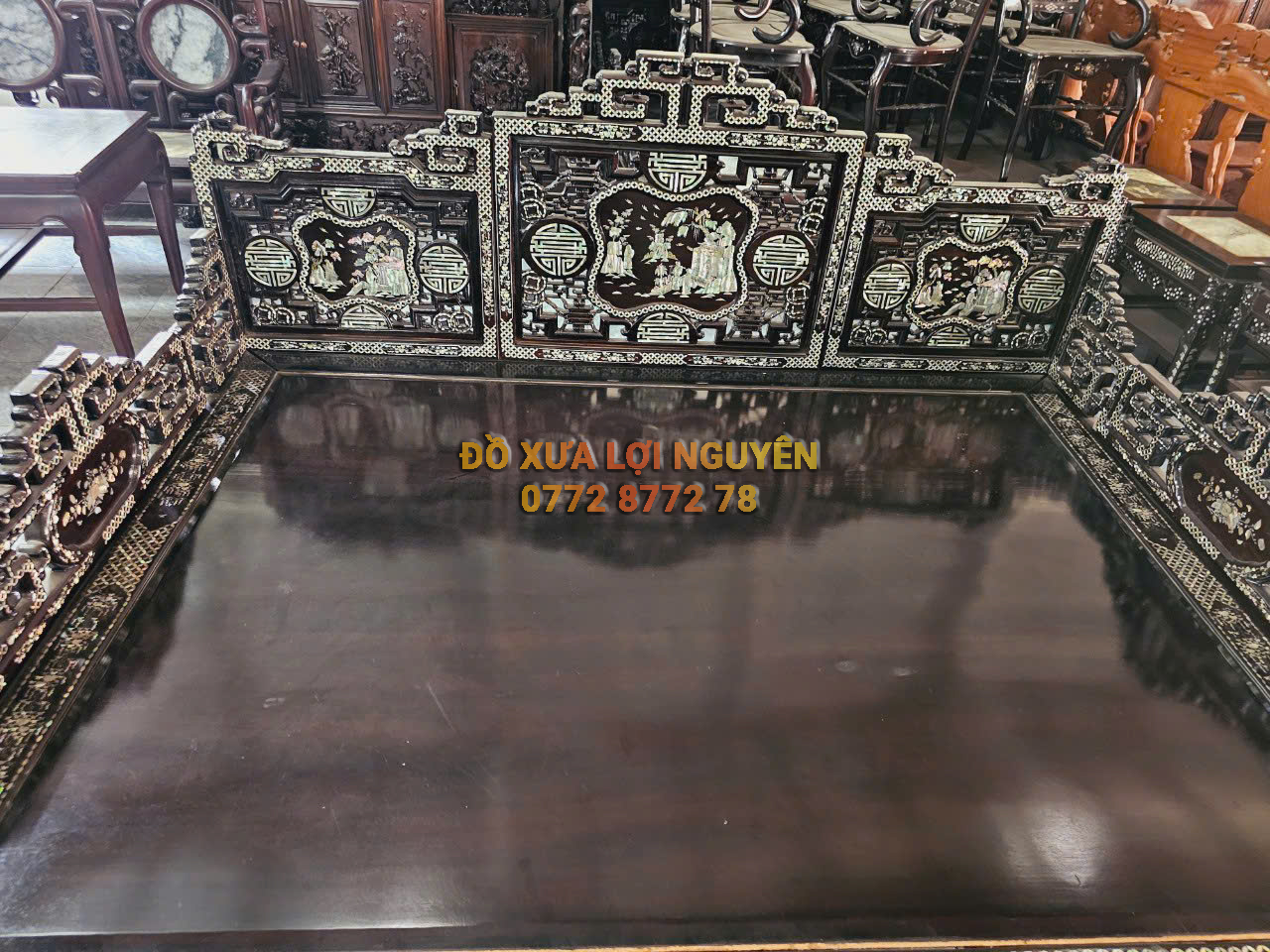 Sạp tam thành tích cổ đồ khảm ốc Singapore