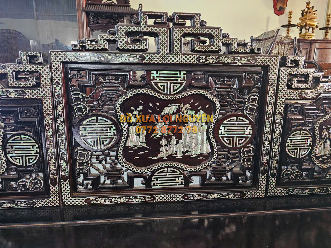 Sạp tam thành tích cổ đồ khảm ốc Singapore