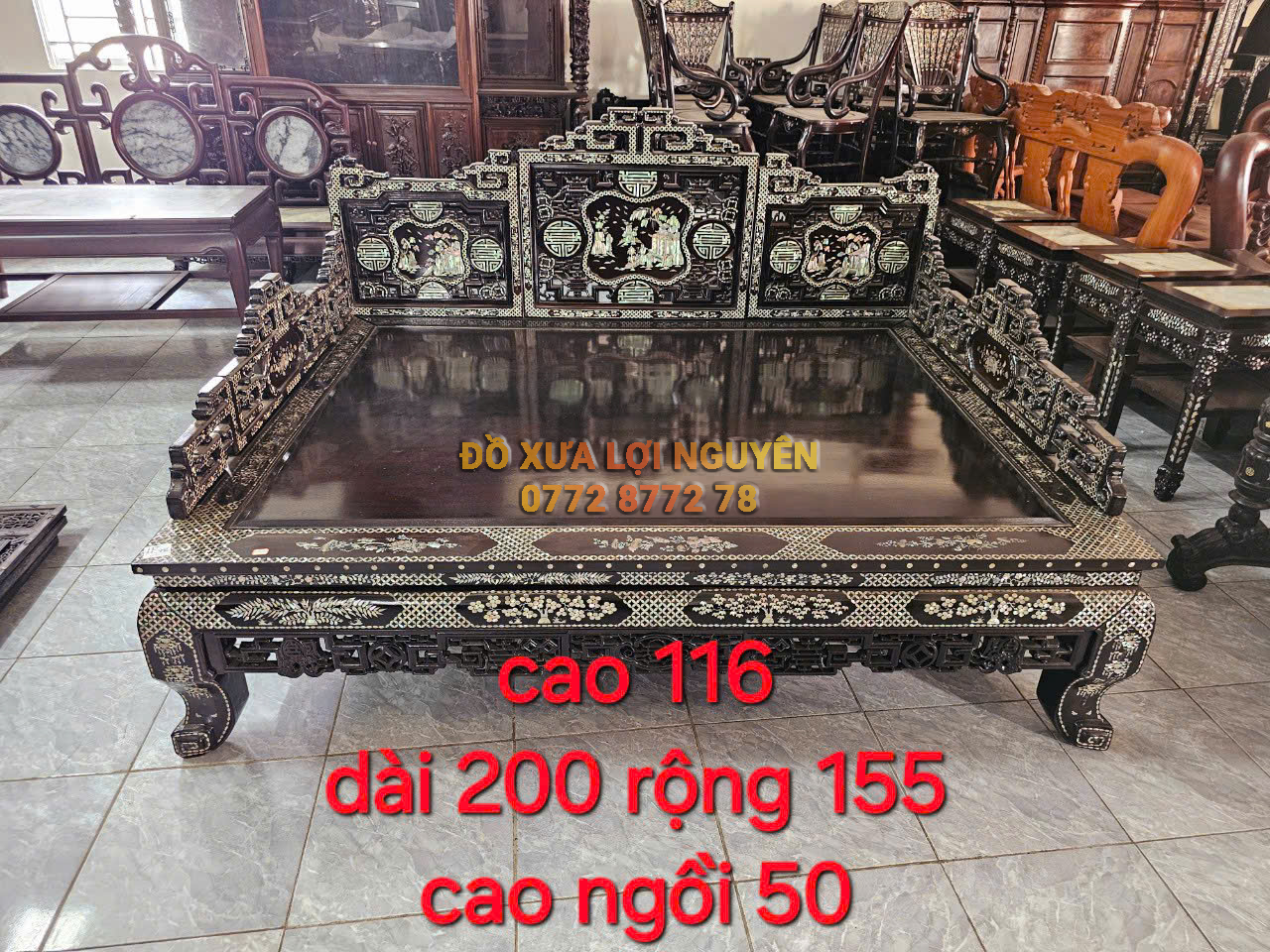 Sạp tam thành tích cổ đồ khảm ốc Singapore