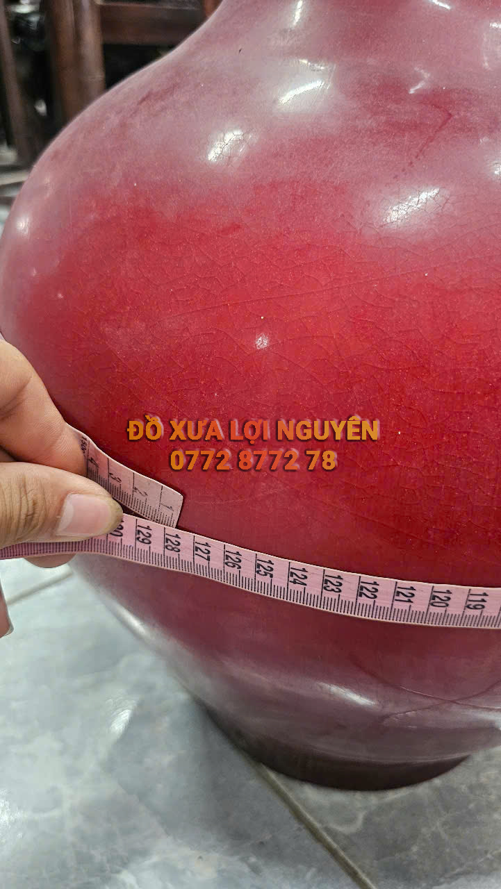 Bình gốm Tàu xưa, men huyết hồng