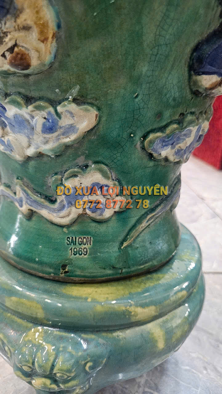 Cặp bình PHÚC - LỘC - THỌ, gốm biên hoà