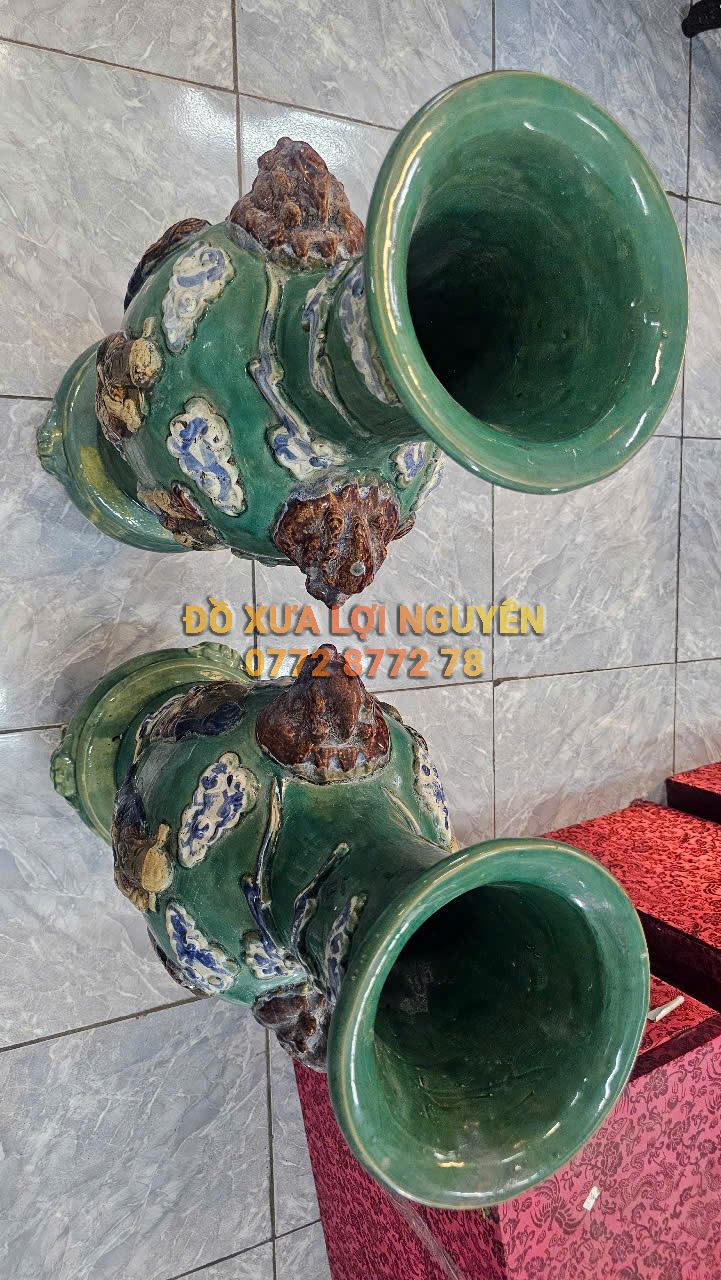 Cặp bình PHÚC - LỘC - THỌ, gốm biên hoà