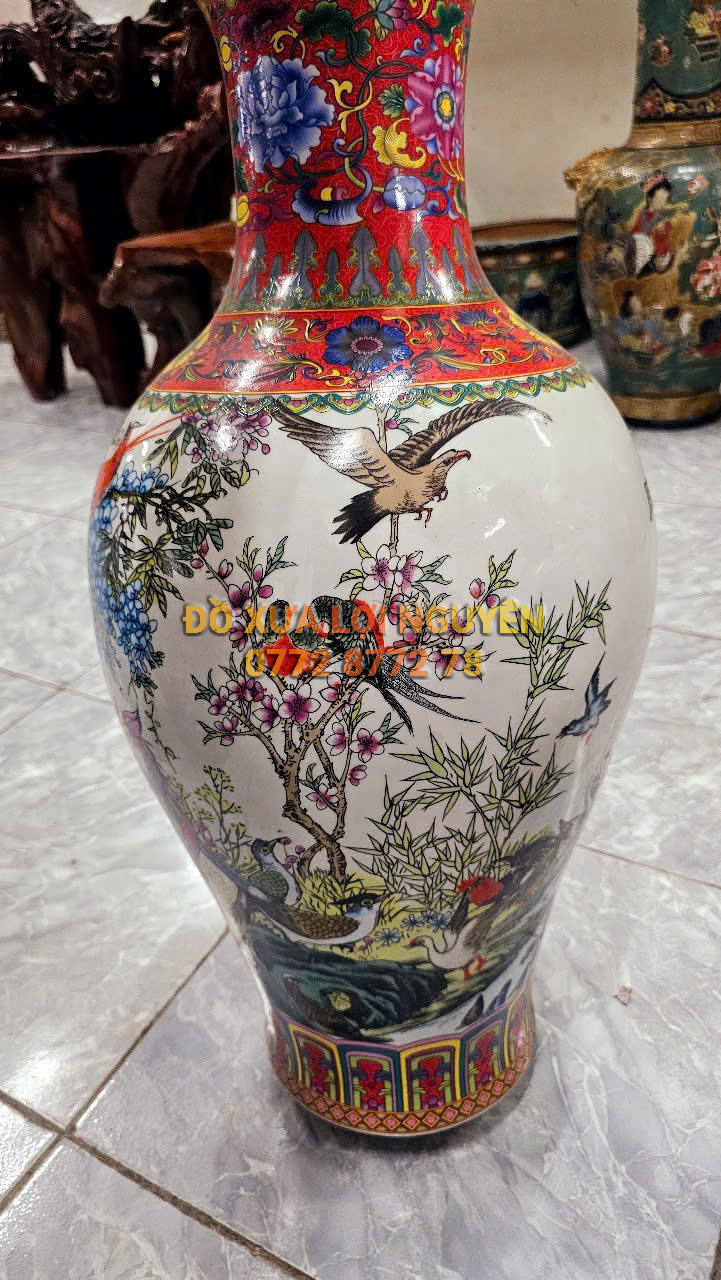 Cặp bình chim hoa. Gốm tàu