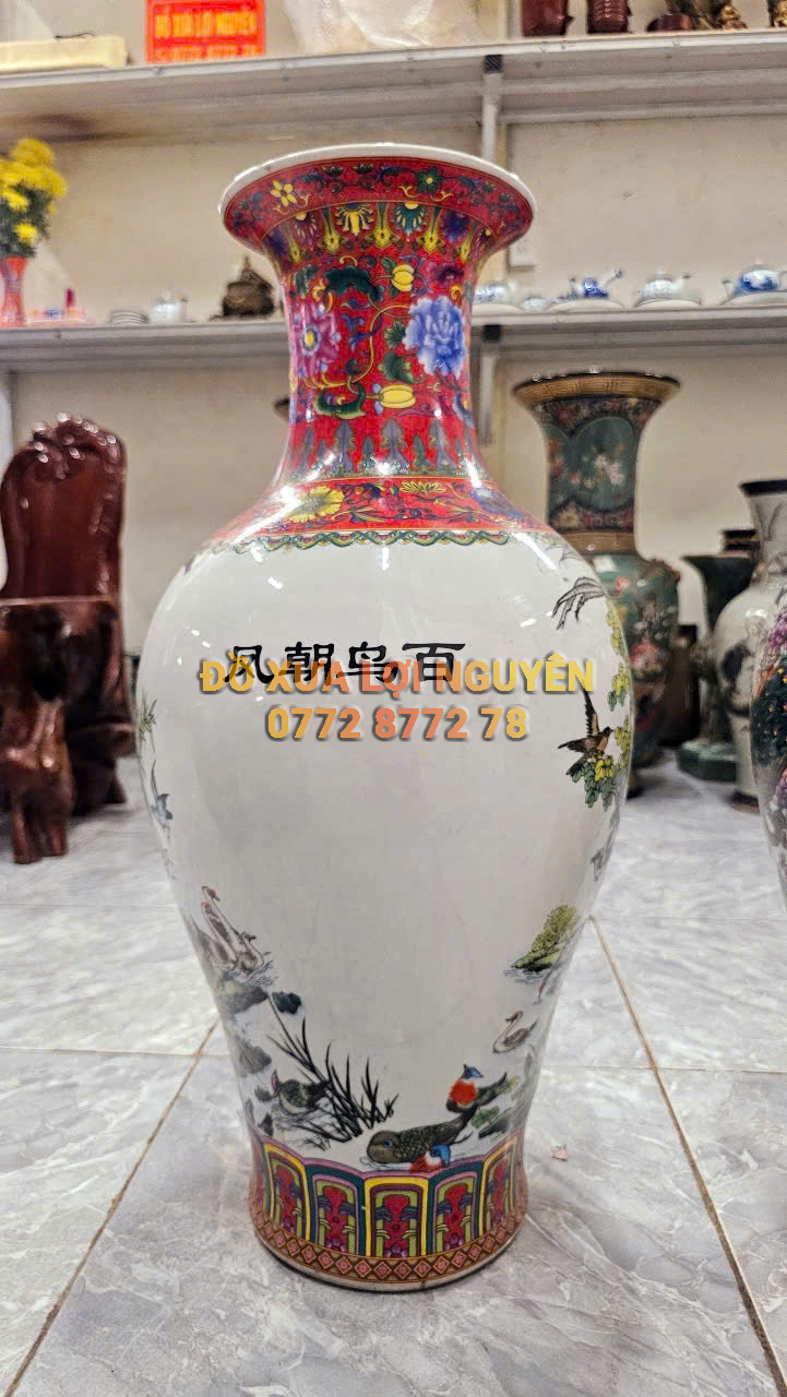 Cặp bình chim hoa. Gốm tàu