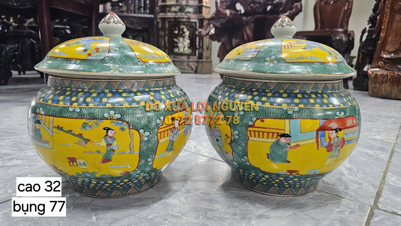 Cặp thố tích người, gốm tàu