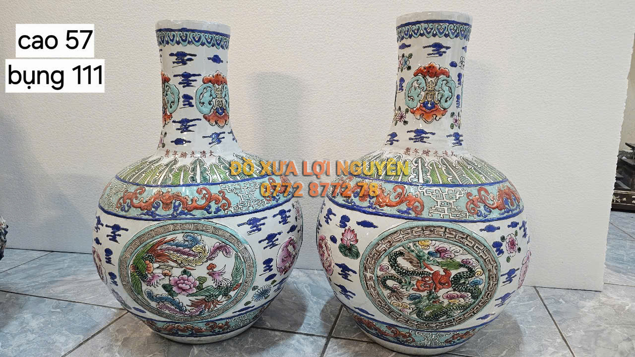 Cặp bình củ tỏi, gốm tàu - 2