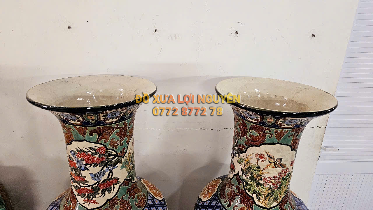 Cặp lộc bình cao to, cô gái 3 miền, gốm biên hoà