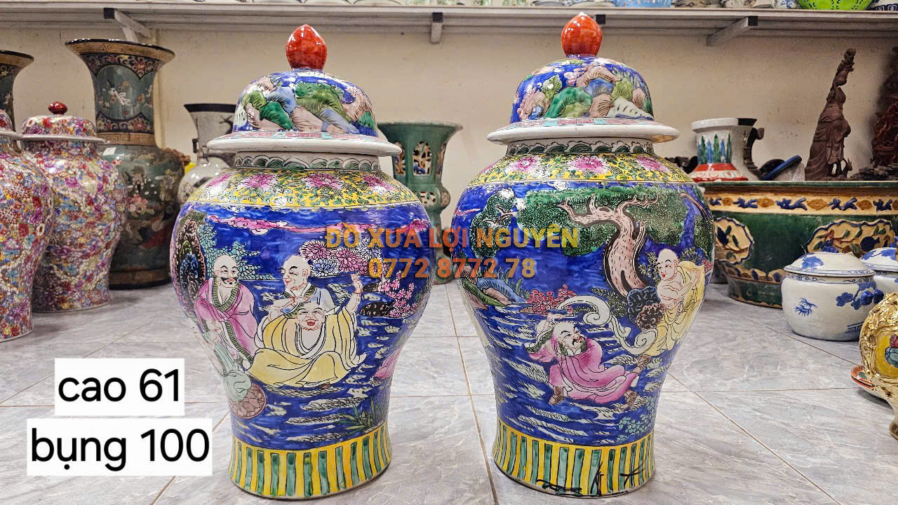 Cặp choé tích la hán, gốm tàu