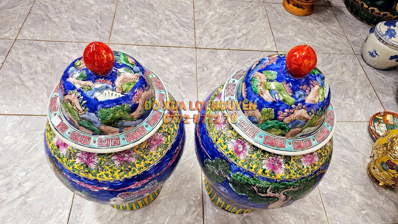 Cặp choé tích la hán, gốm tàu