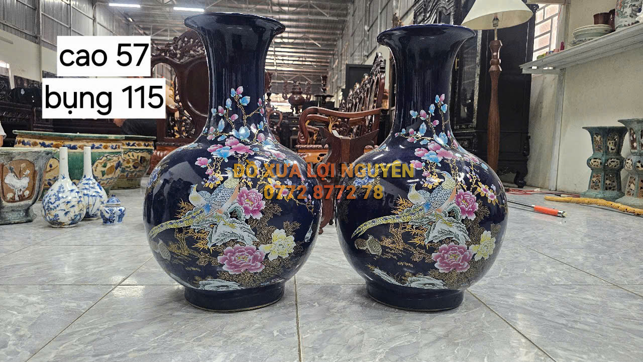 Cặp bình củ tỏi, gốm tàu