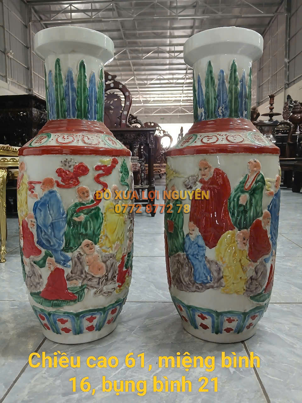 Cặp bình la hán, gốm tàu