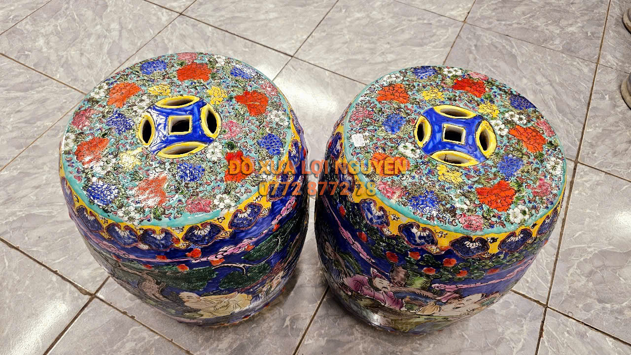 Cặp đôn tích la hán, gốm tàu