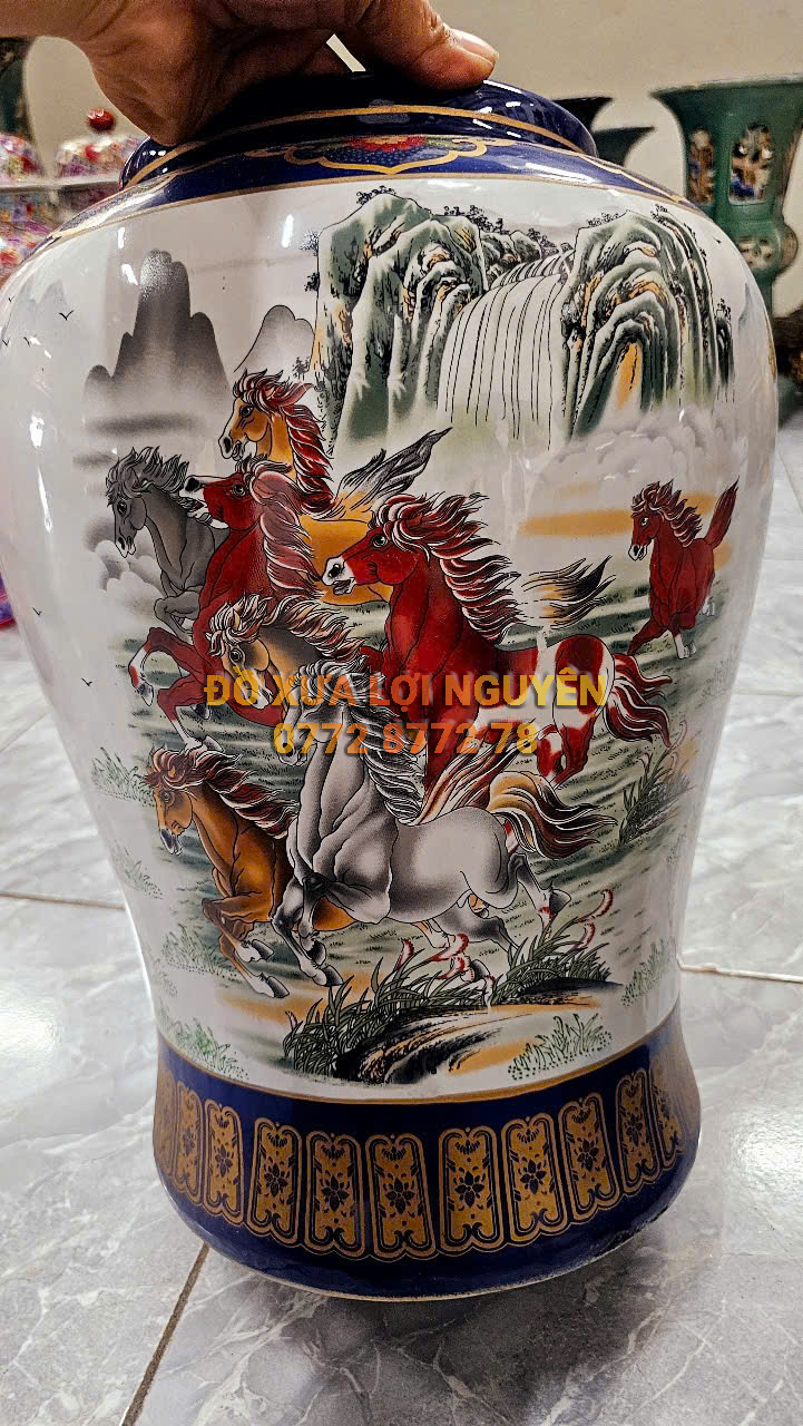 Cặp bình gốm tích mã đáo, gốm tàu