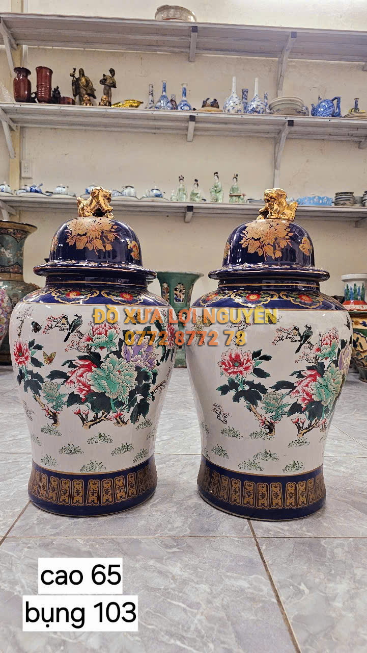 Cặp bình gốm tích mã đáo, gốm tàu